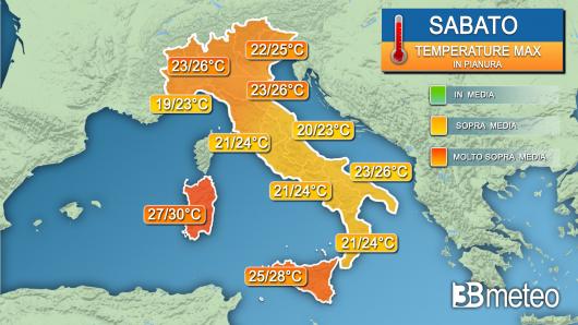 Temperature massime sabato