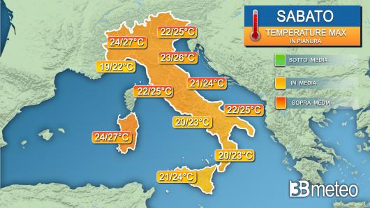 Temperature massime sabato