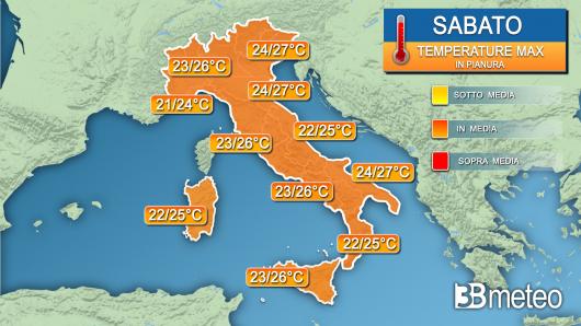 Temperature massime sabato