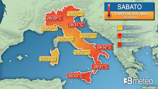 Temperature massime sabato