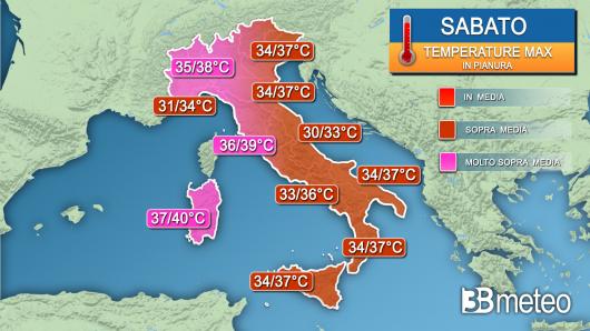 Temperature massime sabato