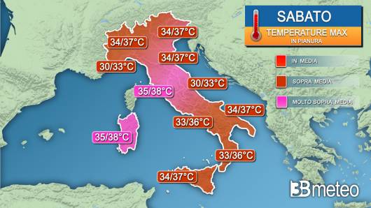 Temperature massime sabato