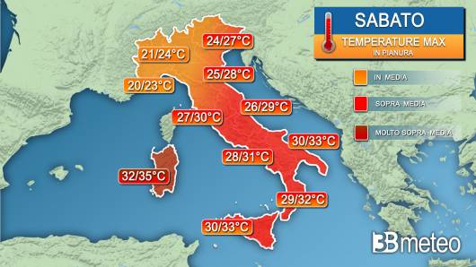 Temperature massime sabato
