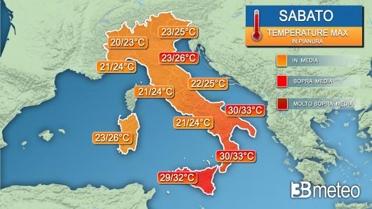 Temperature massime sabato