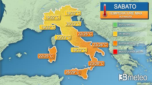 Temperature massime sabato