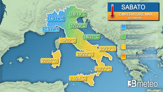 Temperature massime sabato