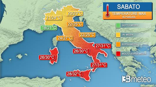 Temperature massime sabato