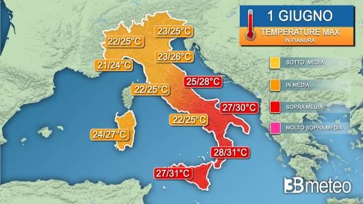 Temperature massime sabato
