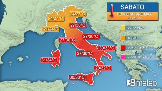 Temperature massime sabato