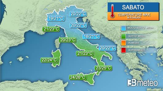 Temperature massime sabato