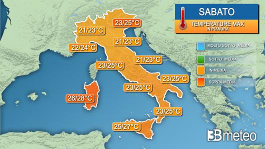 Temperature massime sabato