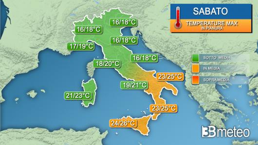 Temperature massime sabato