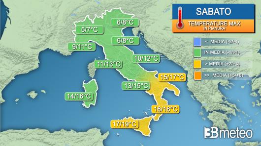Temperature massime sabato
