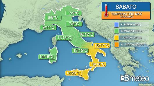 Temperature massime sabato