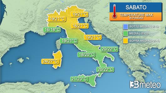 Temperature massime sabato