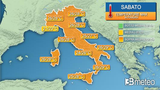 Temperature massime sabato