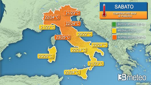 Temperature massime sabato