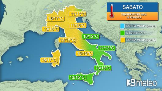 Temperature massime sabato