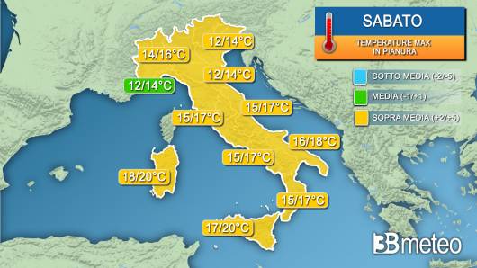 Temperature massime sabato