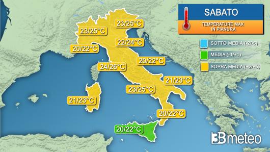 Temperature massime sabato