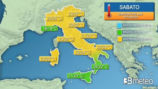 Temperature massime sabato