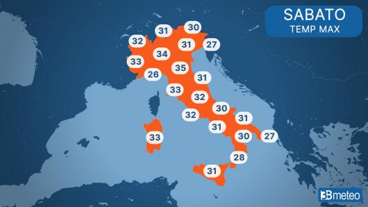 Temperature massime sabato
