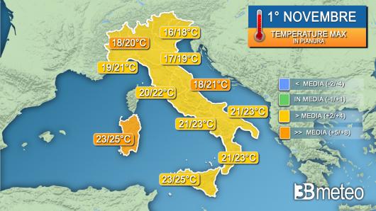 Temperature massime venerdì