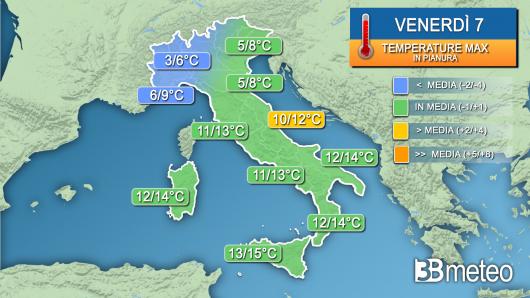 Temperature massime venerdì
