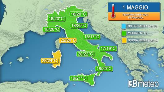 Temperature massime venerdì