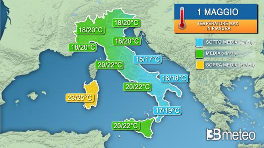 Temperature massime venerdì