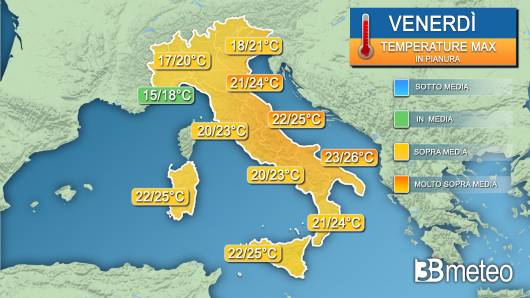 Temperature massime Venerdì Santo
