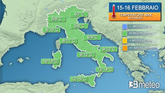 Temperature massime weekend 15-16