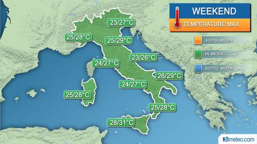 Temperature massime weekend 