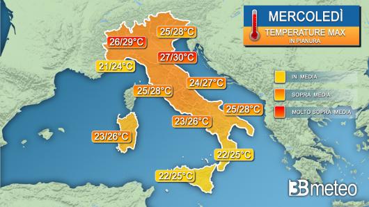 Temperature mercoledì