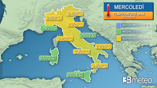 Temperature mercoledì