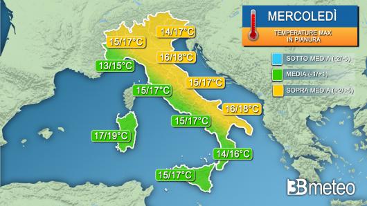 Temperature mercoledì