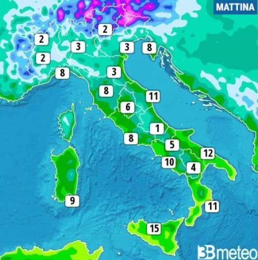 Temperature minime di domenica