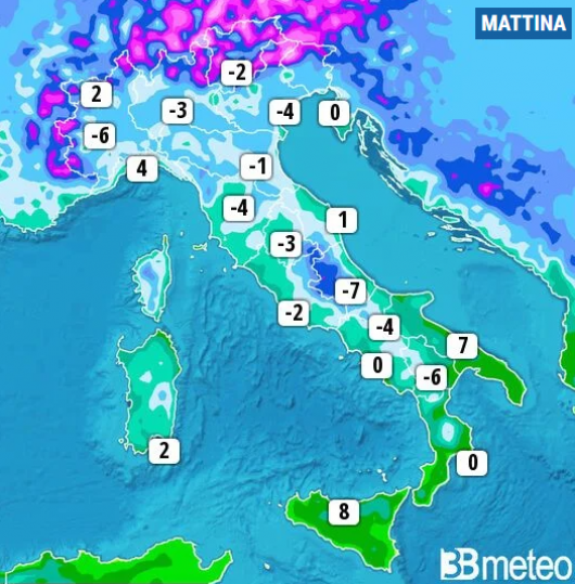 Temperature minime di domenica