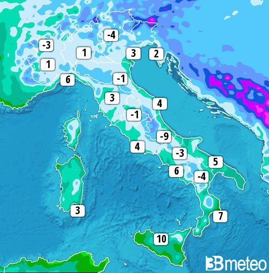 Temperature minime di domenica