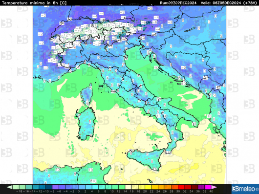 Temperature minime di giovedì