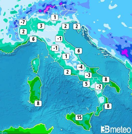 Temperature minime di martedì