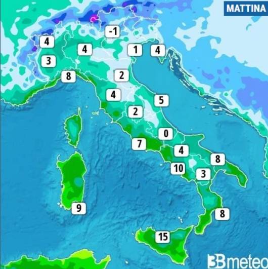 Temperature minime di martedì