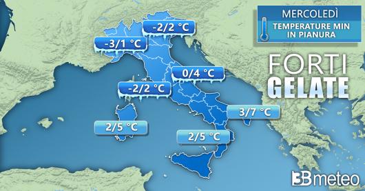 Temperature minime di mercoledì