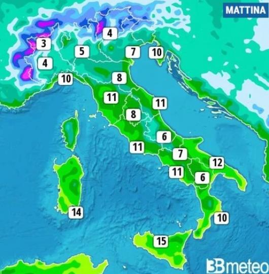 Temperature minime di sabato