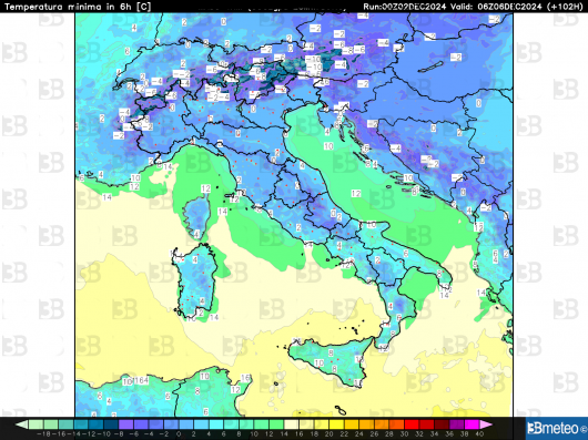 Temperature minime di venerdì