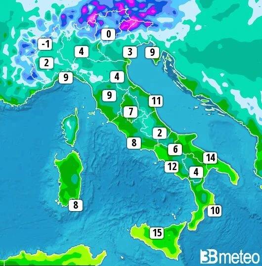Temperature minime domenica