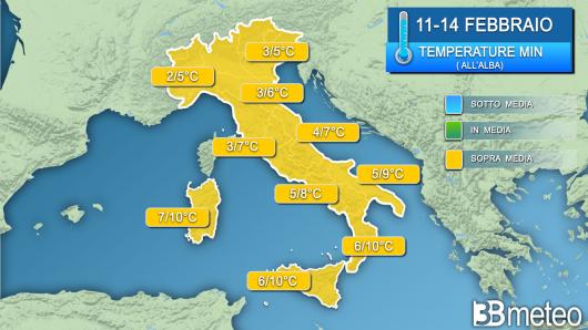 Temperature minime fino a venerdì