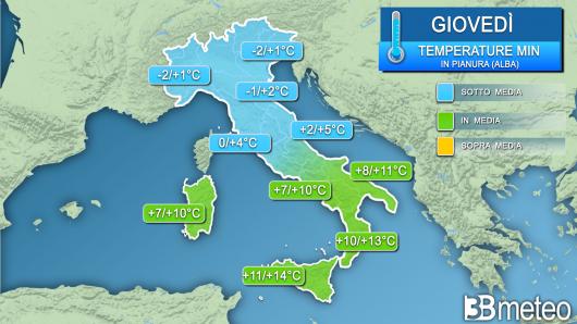 Temperature minime giovedì (alba)