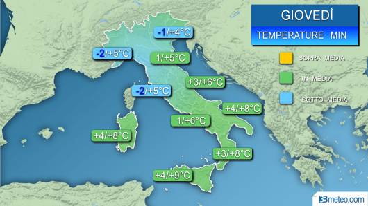 Temperature minime giovedì mattina
