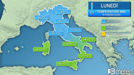 Temperature minime lunedì